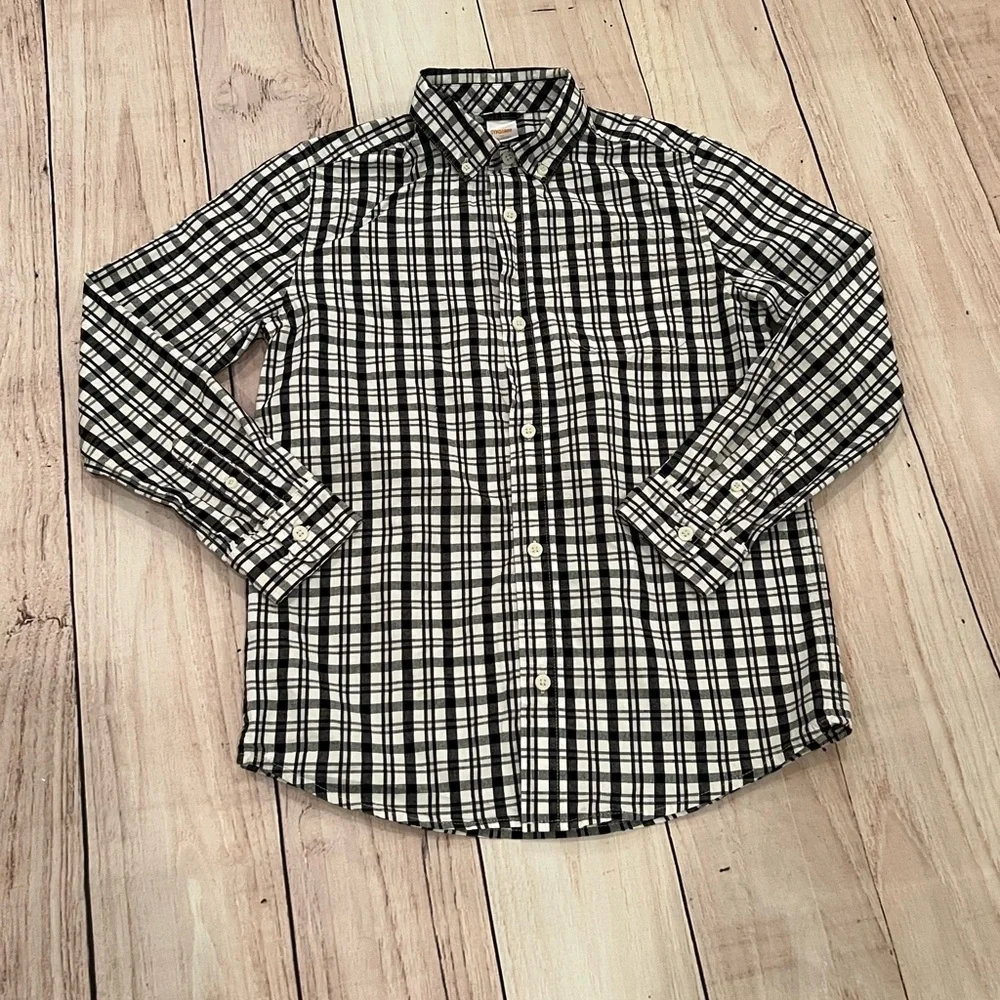 GYMBOREE boys Black and White Checkered dress Shirt/size 12
